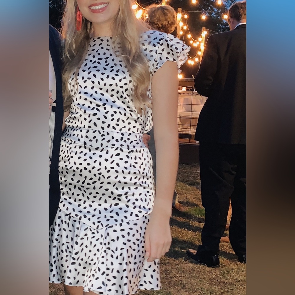 Black and White Polka Dot Silk Dress